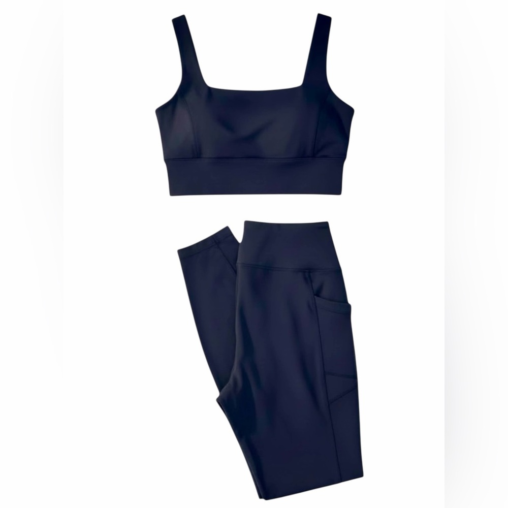 Travis Mathew Yoga Set Leggings Sport Bra Athletic Workout Navy Blue L